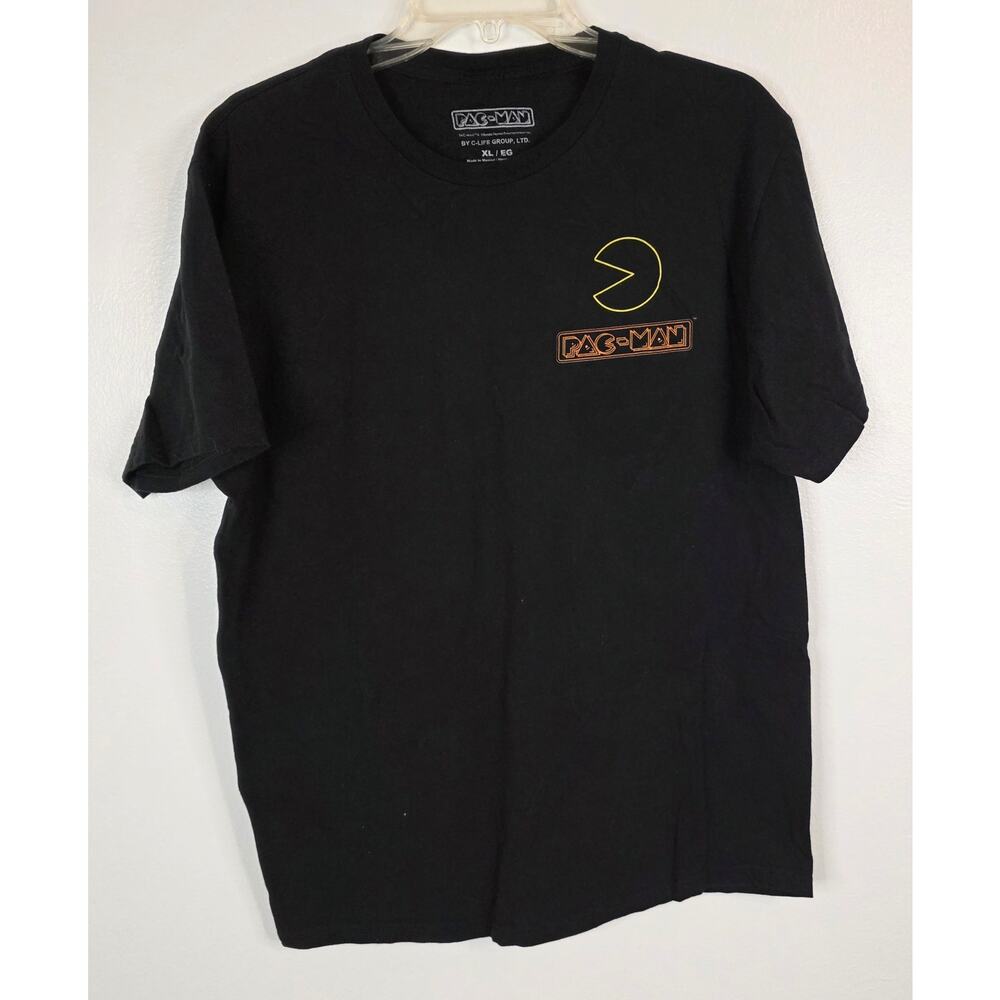 Pac-Man Graphic Tee Unisex Size XL Black Multi Short Sleeve by C-Life Group, Ltd